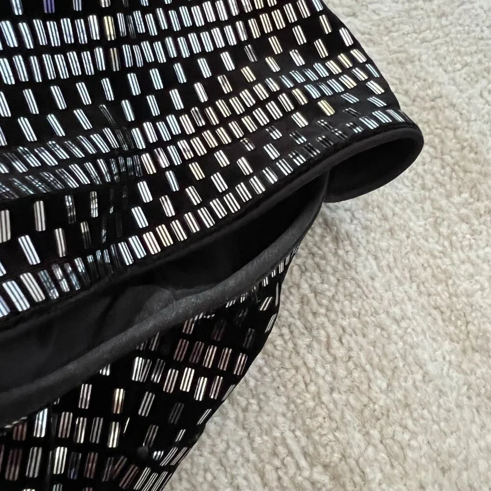 Vince Camuto Black Silver Cocktail Mini Dress 12 - Picture 9 of 10